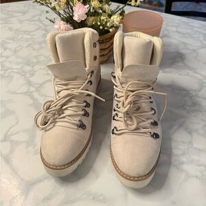 Natural Reflections Cream Lace-Up Boots